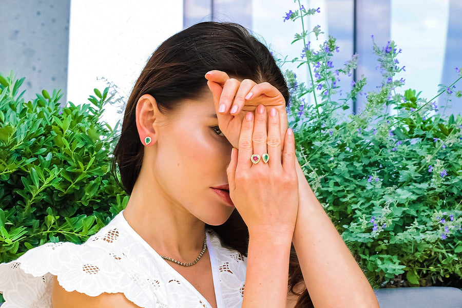 Emerald, Ruby & Diamond Ring Bloom