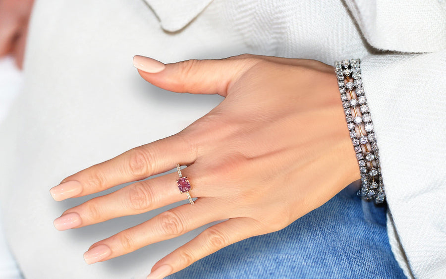 Pink Sapphire & Diamond Ring Echo