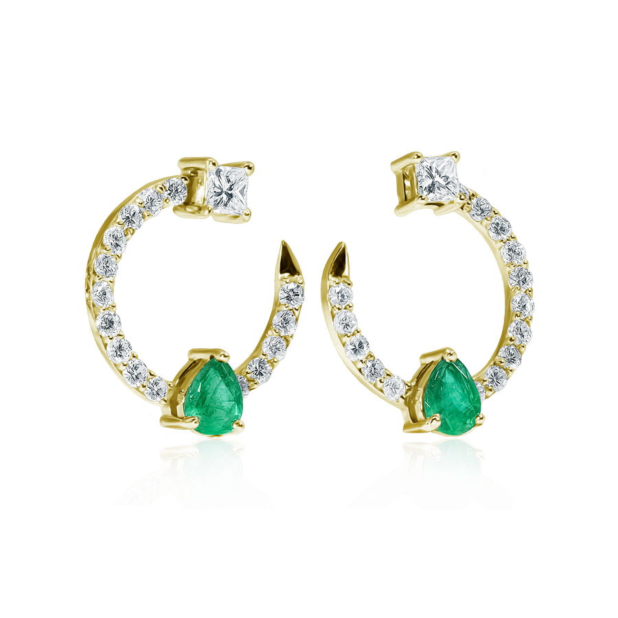 Emerald & Diamond Earrings Crescent