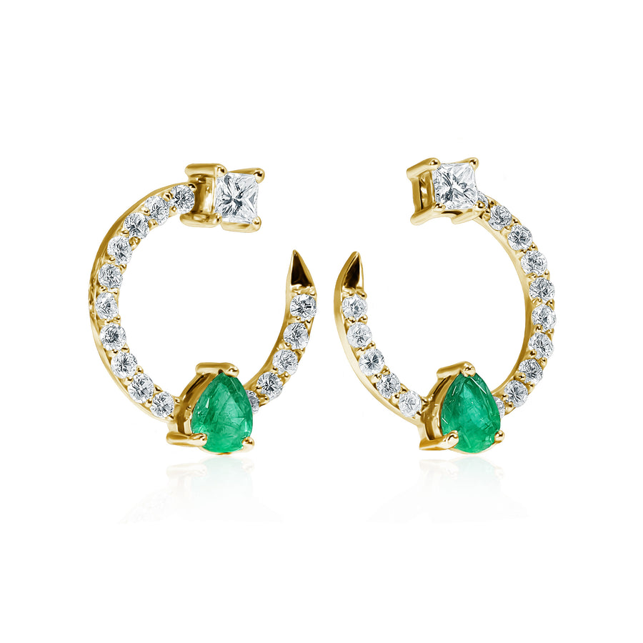 Emerald & Diamond Earrings Crescent