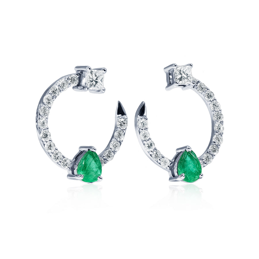 Emerald & Diamond Earrings Crescent