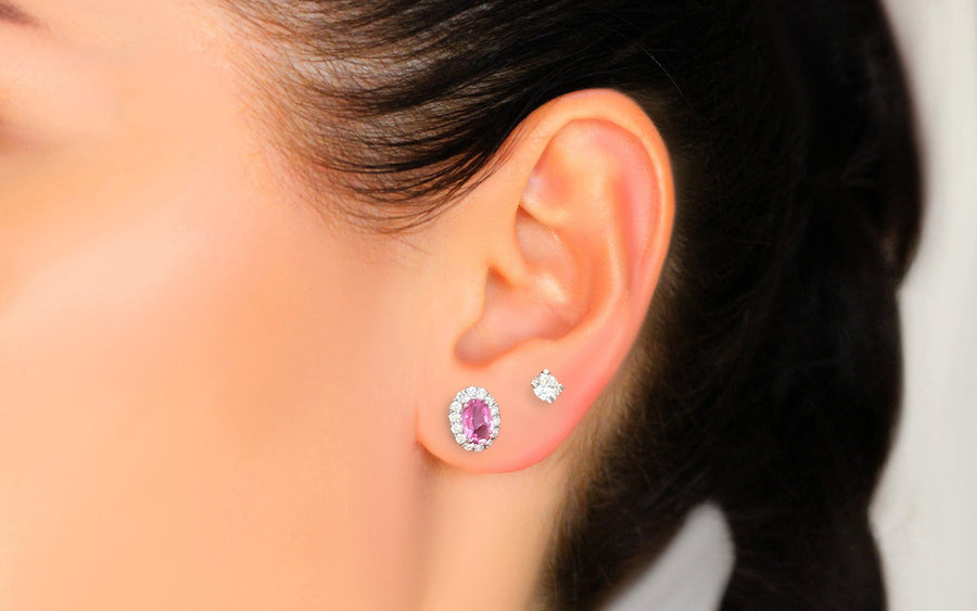 Pink Sapphire & Diamond Earrings Amur