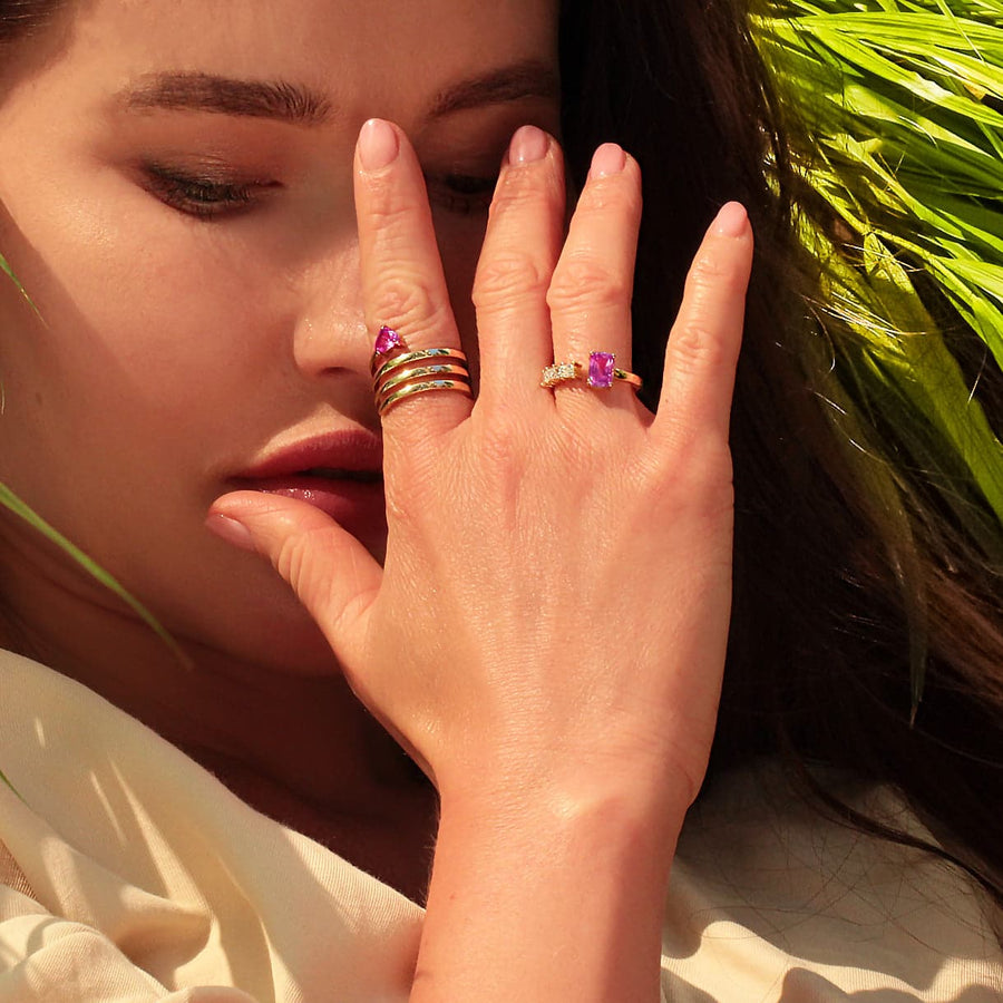 Pink Sapphire & Diamond Ring Flamingo