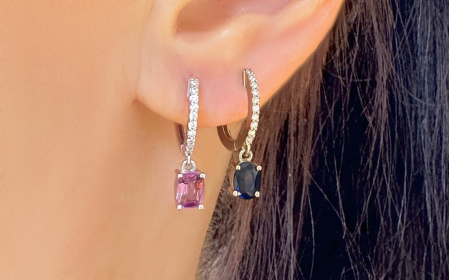 Pink Sapphire & Diamond Earrings Flamingo