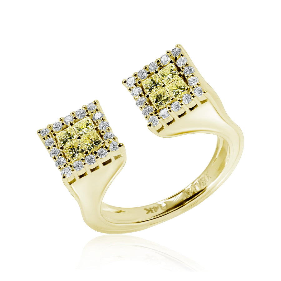 Yellow and White Diamond Ring Towers