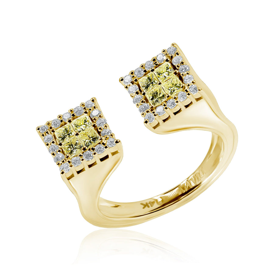 Yellow and White Diamond Ring Towers