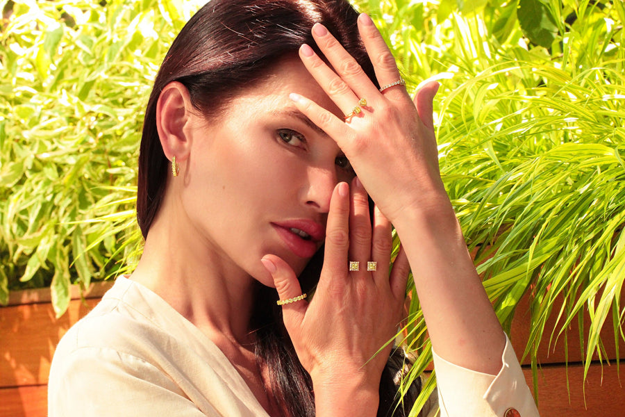 Yellow and White Diamond Ring Towers