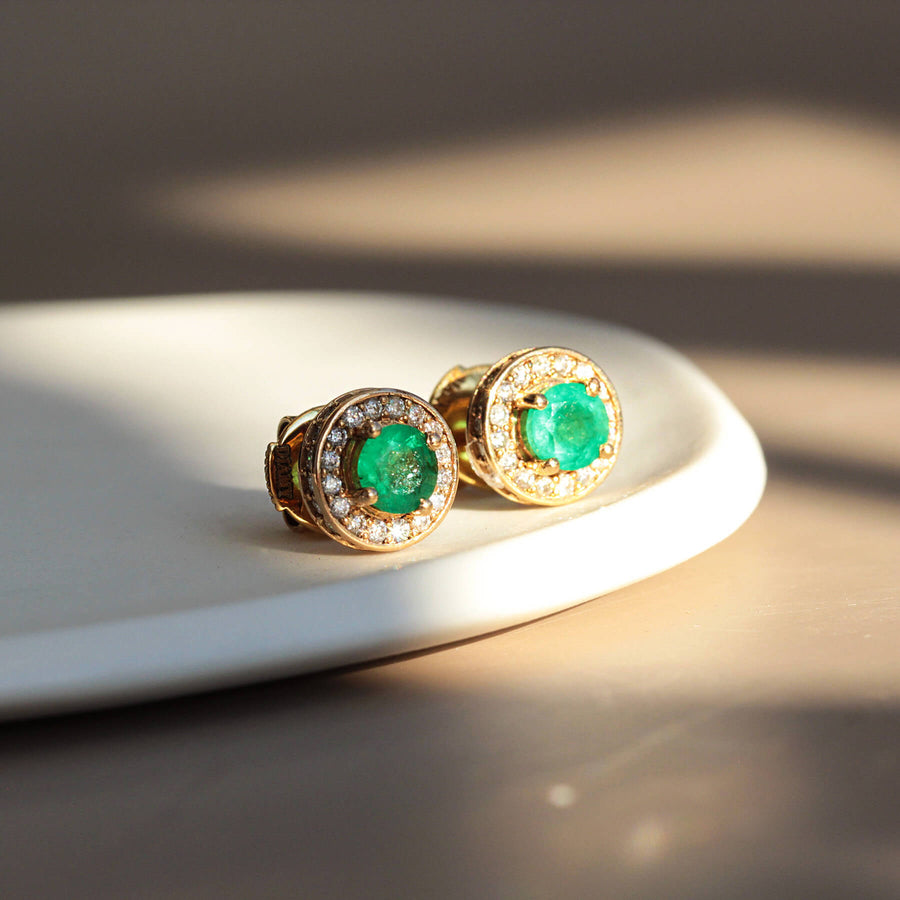 Emerald & White Diamond Earrings Yul