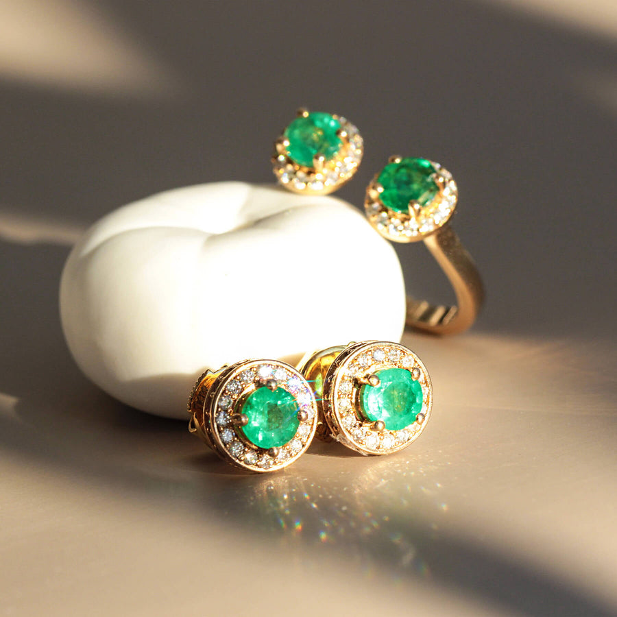 Emerald & White Diamond Earrings Yul