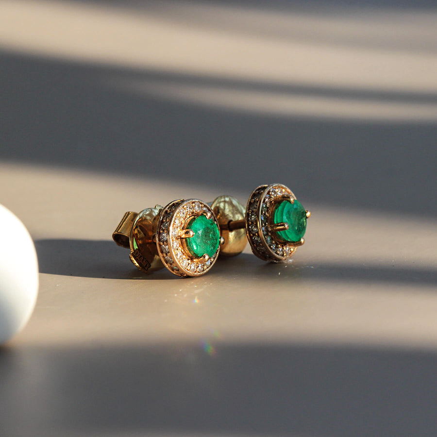 Emerald & White Diamond Earrings Yul