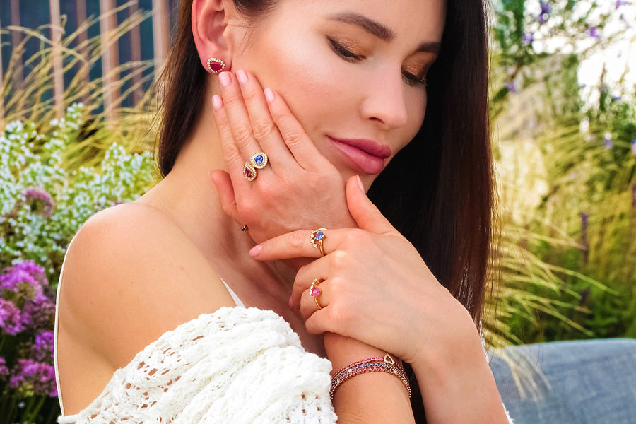 Ruby & White Diamond Earrings Venus