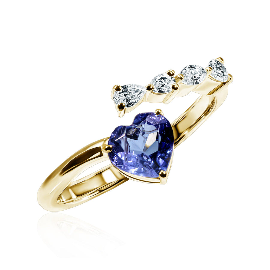 Sapphire & White Diamond Ring Blue Tenderness