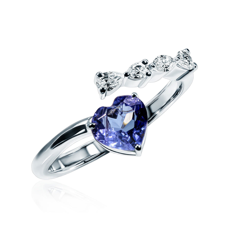 Sapphire & White Diamond Ring Blue Tenderness