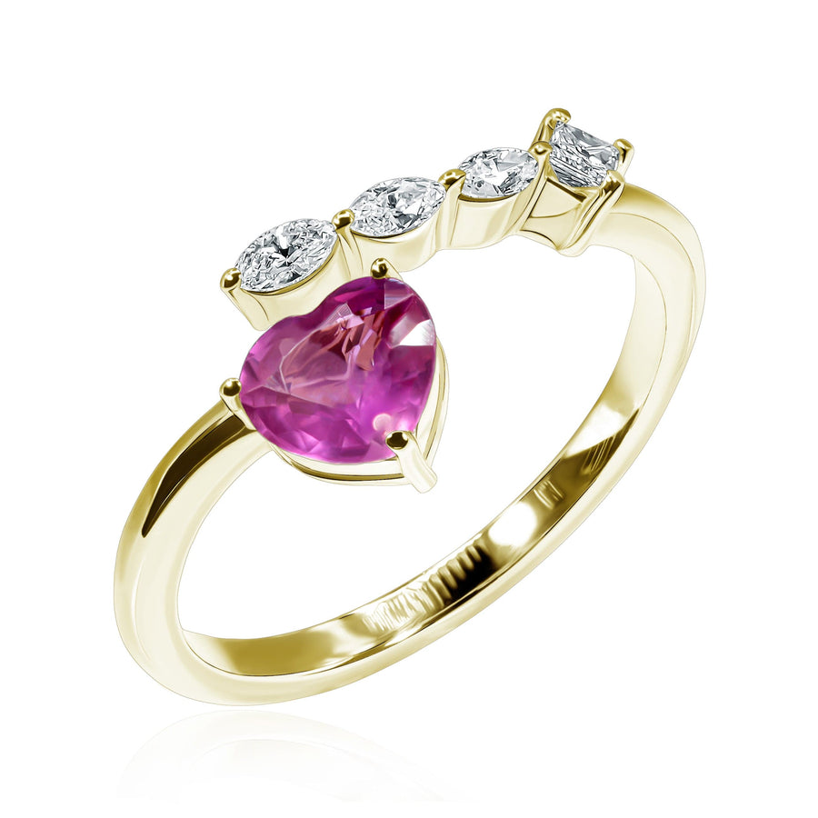 Ruby & White Diamond Ring Drop of Love