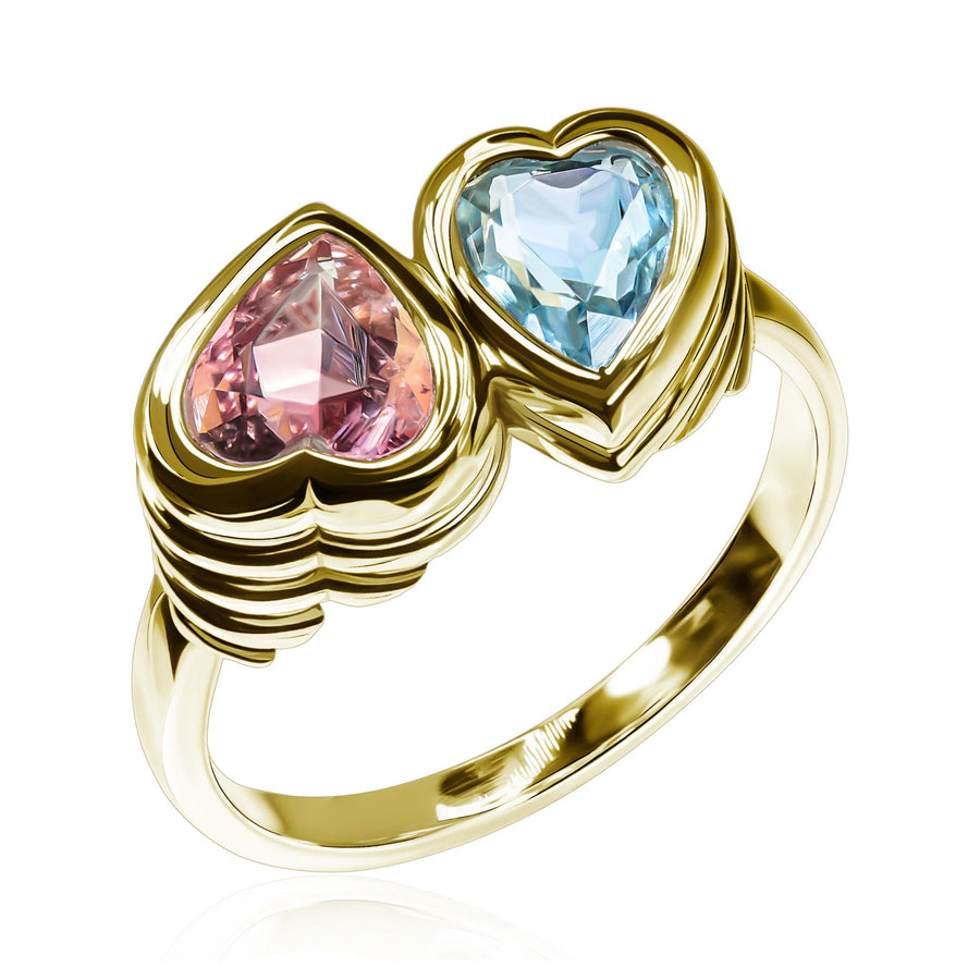 Tourmaline & Aquamarine Ring Kiss at Dawn