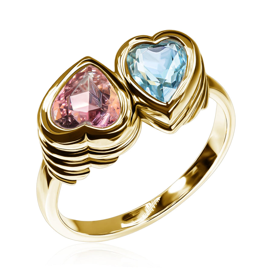 Tourmaline & Aquamarine Ring Kiss at Dawn