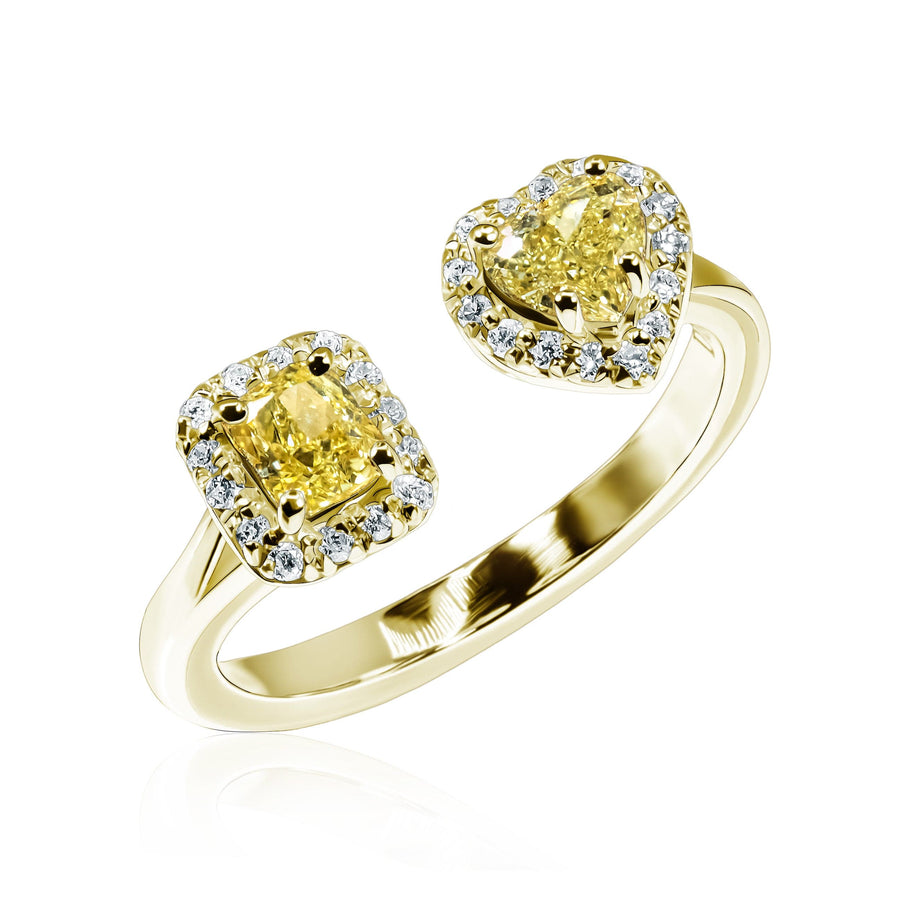 Yellow & White Diamond Ring Sunny Kiss