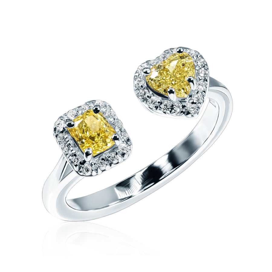 Yellow & White Diamond Ring Sunny Kiss