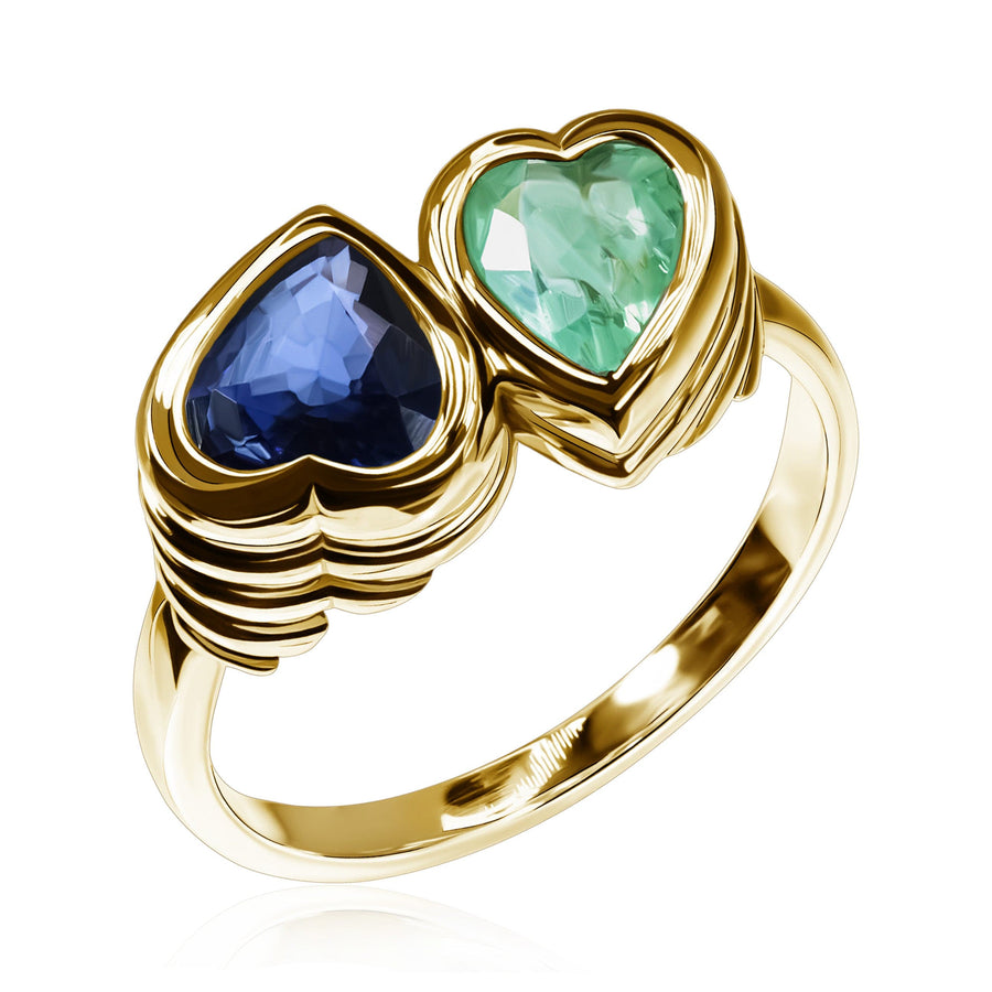 Emerald & Sapphire Ring Sea Hugs