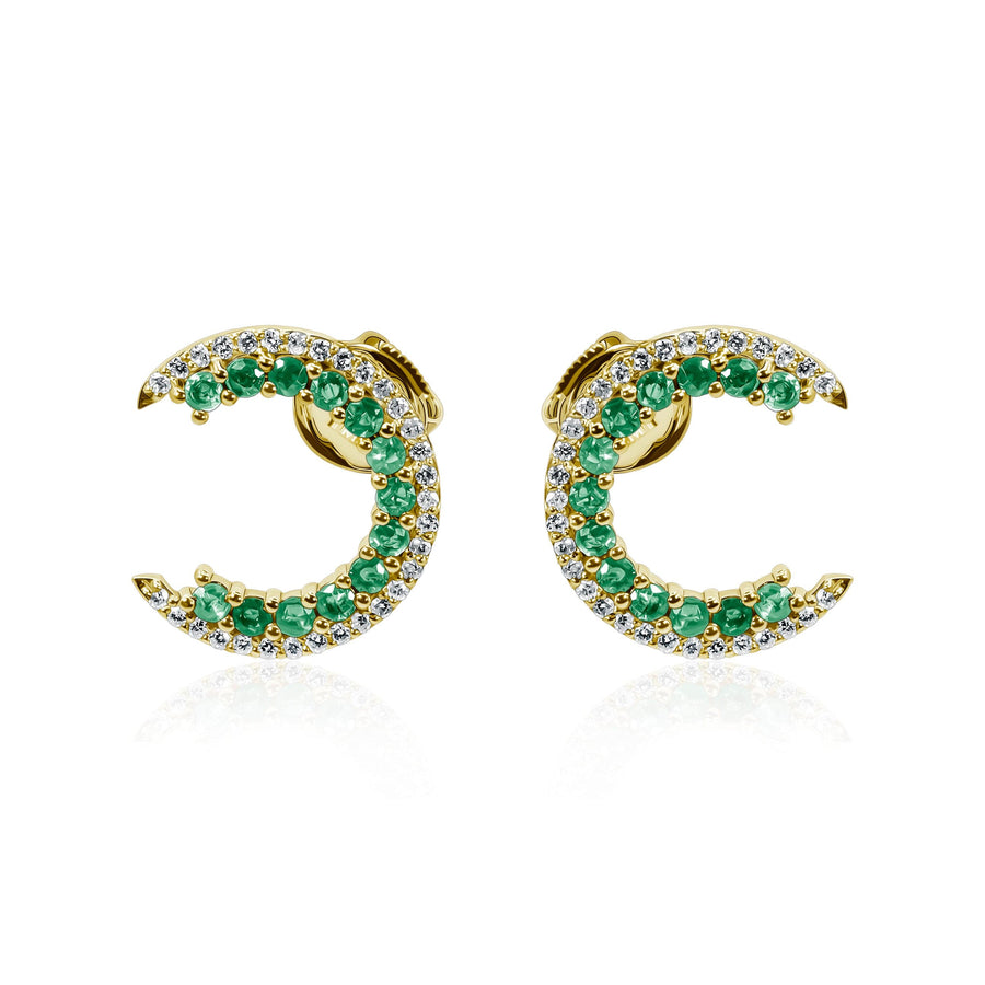 Emerald & White Diamond Earrings Green Caelum