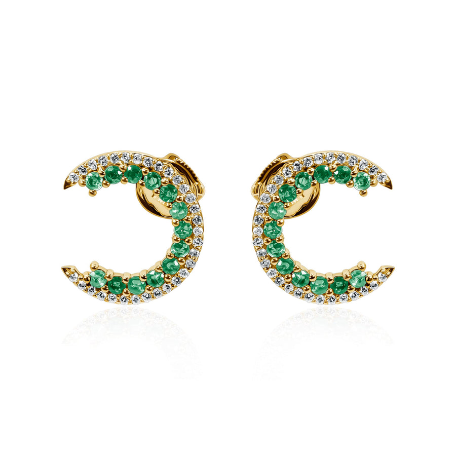 Emerald & White Diamond Earrings Green Caelum