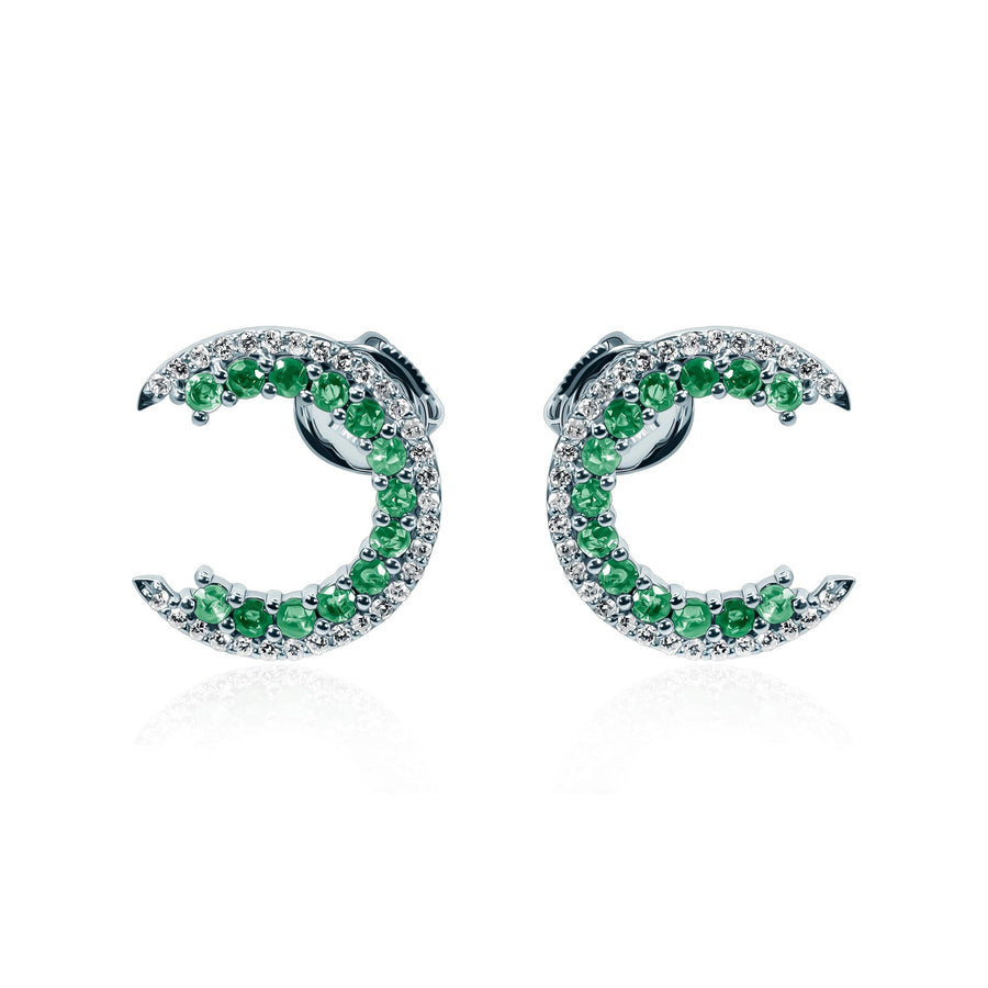 Emerald & White Diamond Earrings Green Caelum