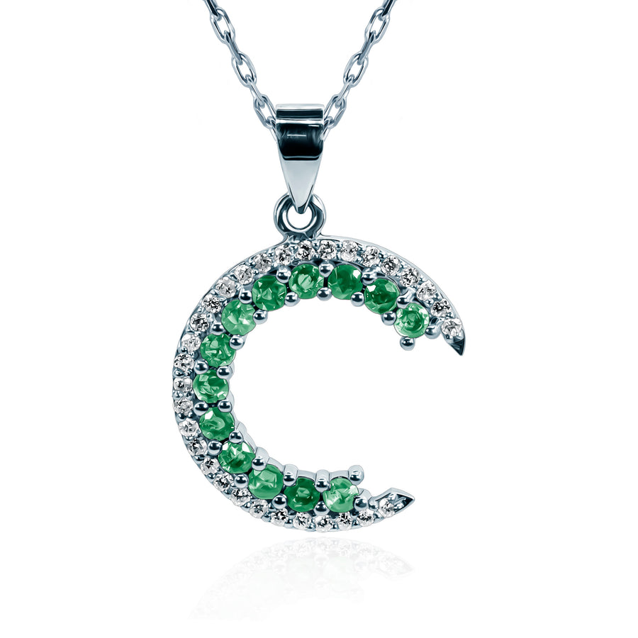 Emerald & White Diamond Pendant Green Caelum