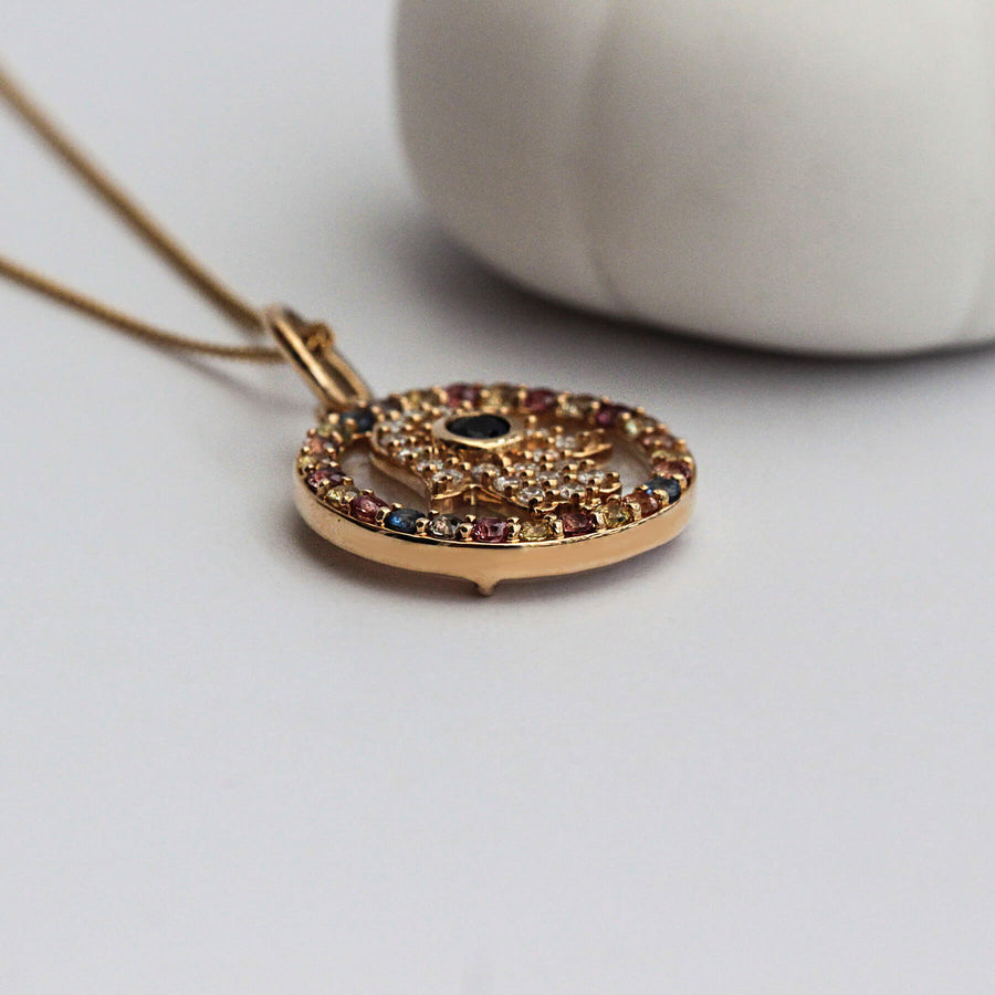 Sapphire & Diamond Pendant Hamsa