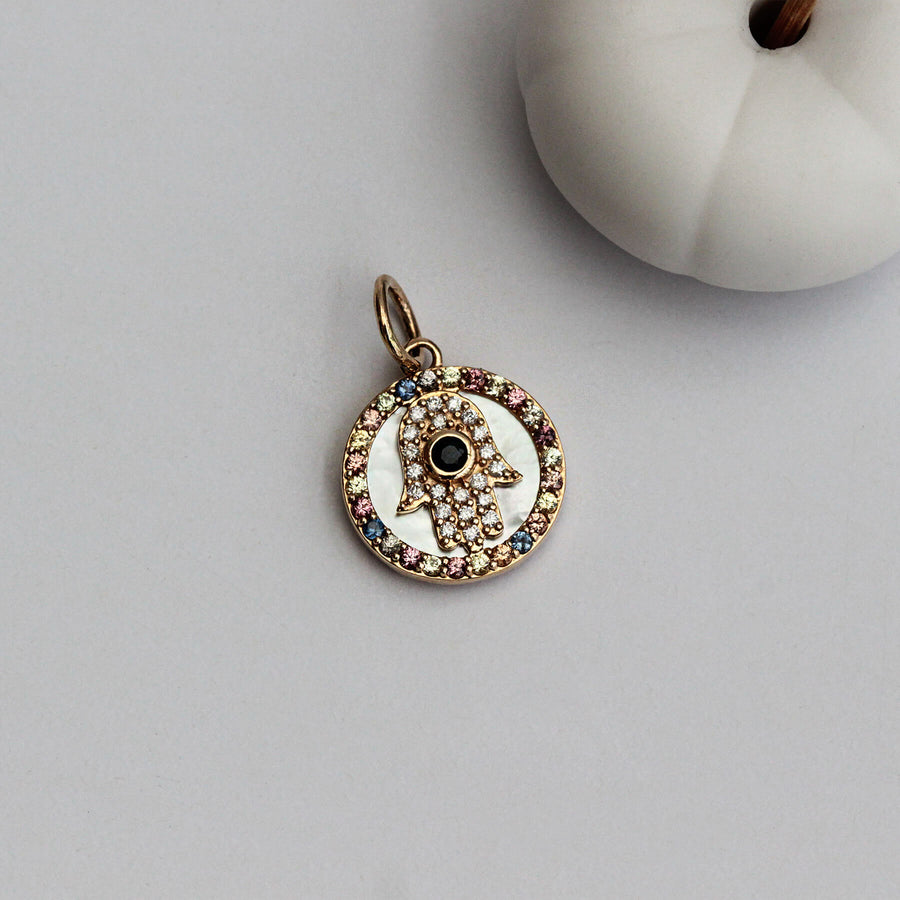 Sapphire & Diamond Pendant Hamsa