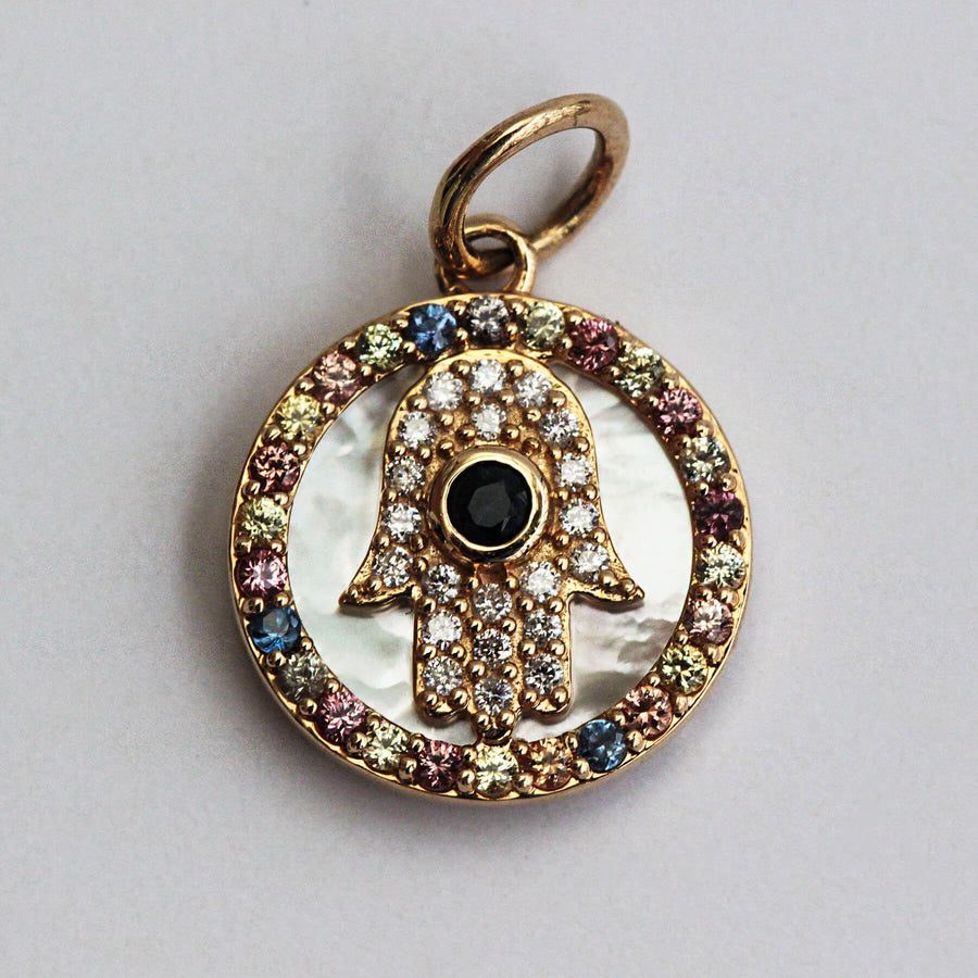 Sapphire & Diamond Pendant Hamsa