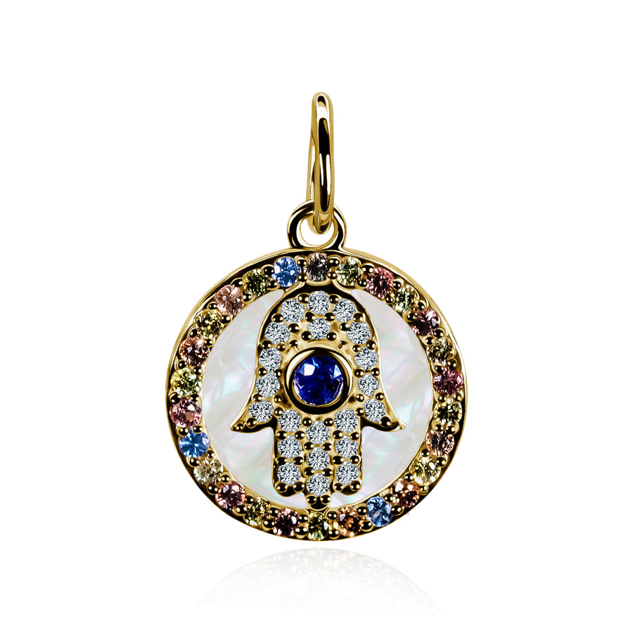 Sapphire & Diamond Pendant Hamsa