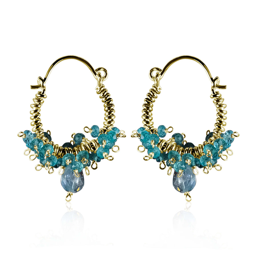 Aquamarine & Apatite Earrings Vine