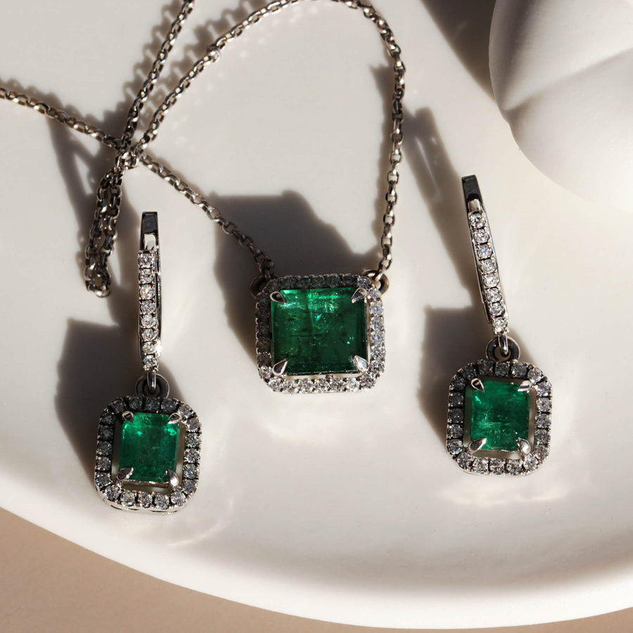 Emerald & Diamond Earrings Cybele