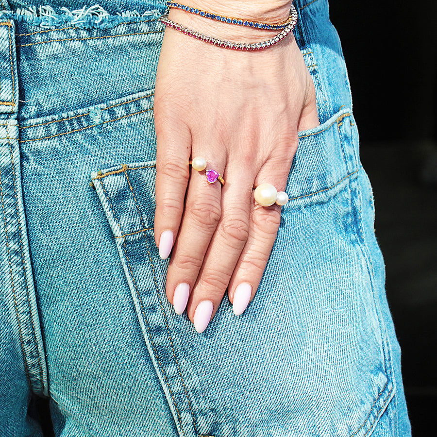 Pearl & Sapphire Ring Sea Flower