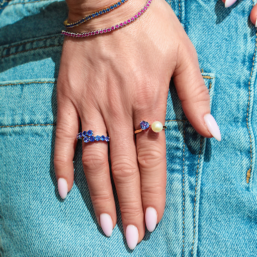 Pearl & Sapphire Ring Breath of the Sea