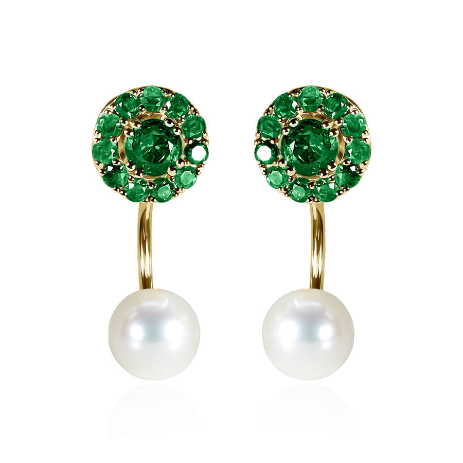 Emerald & Pearl Earrings Double Green Chloride