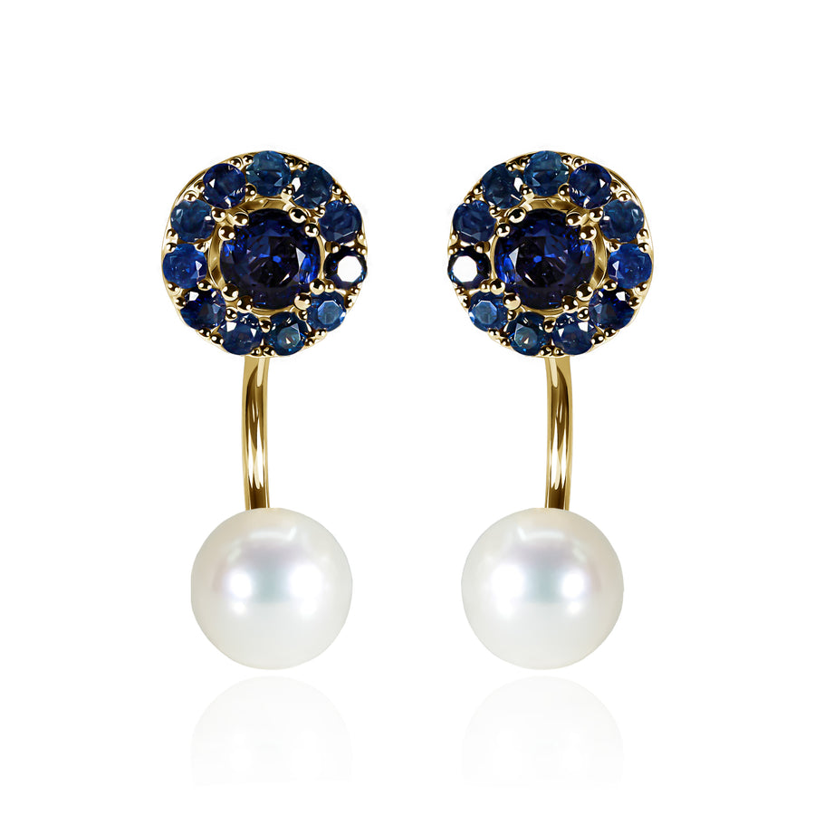 Sapphire & Pearl Earrings Double Chloride