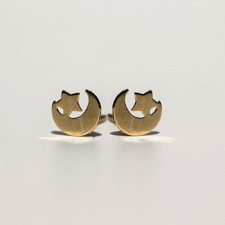 Yellow Gold Earrings Moon & Star