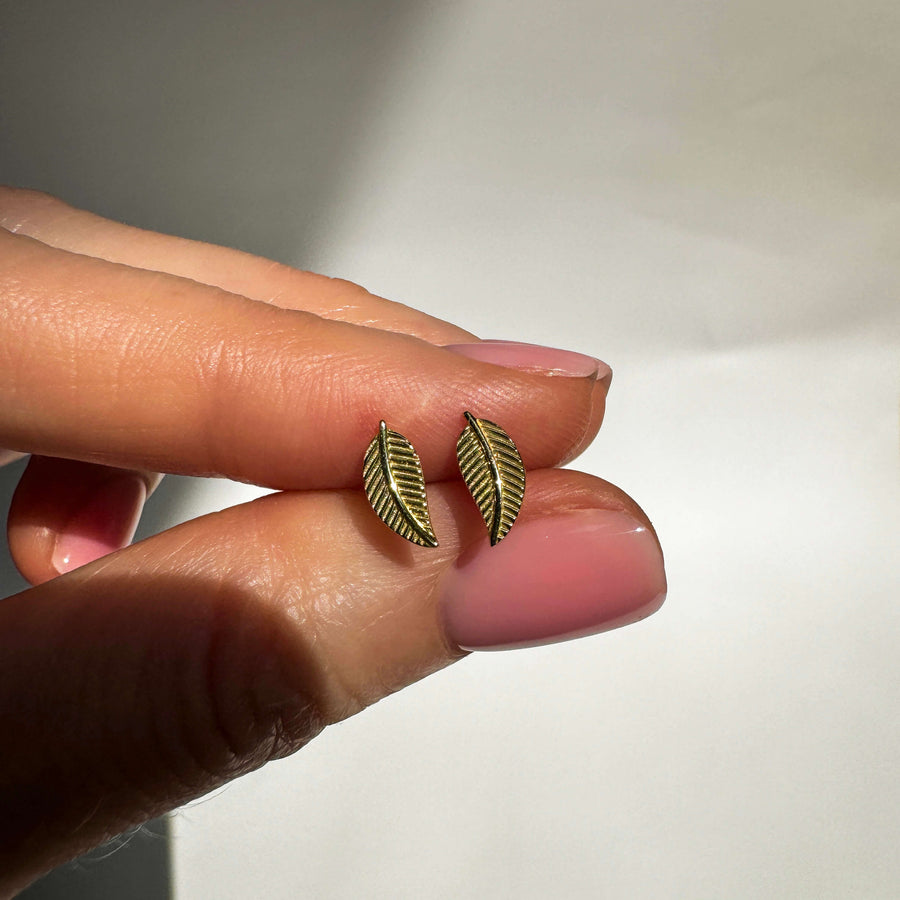 Yellow Gold Earrings Foliage