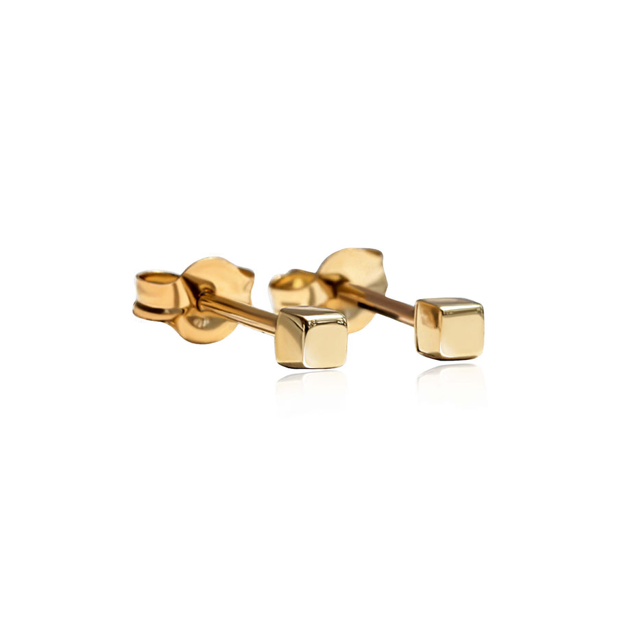 Yellow Gold Earrings Cube