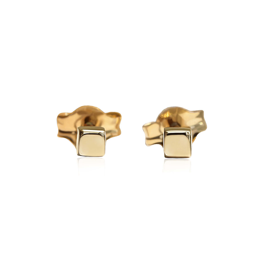 Yellow Gold Earrings Cube