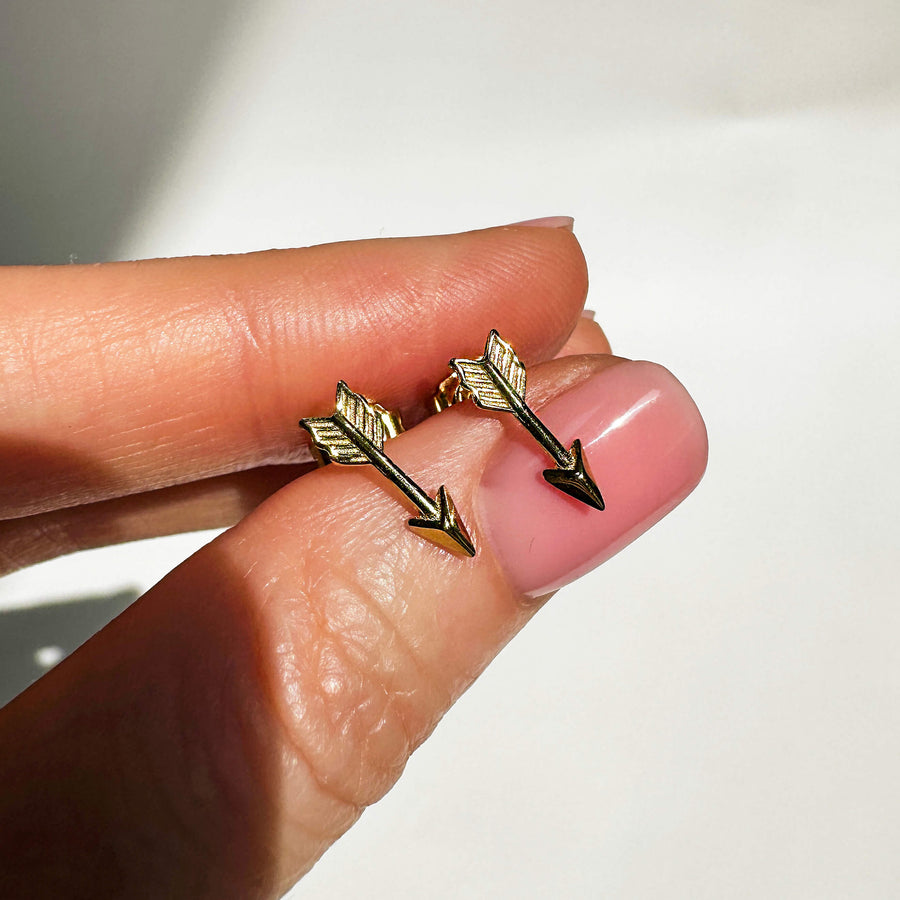 Yellow Gold Earrings Arrow