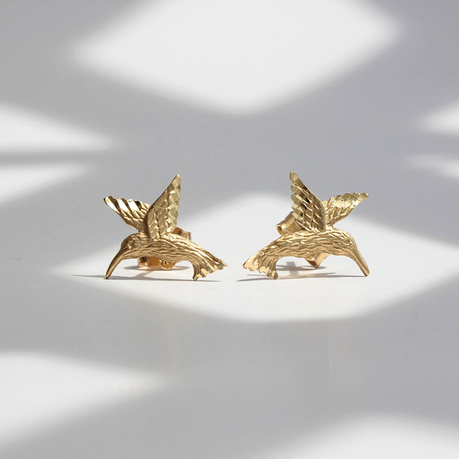 Yellow Gold Earrings Colibri