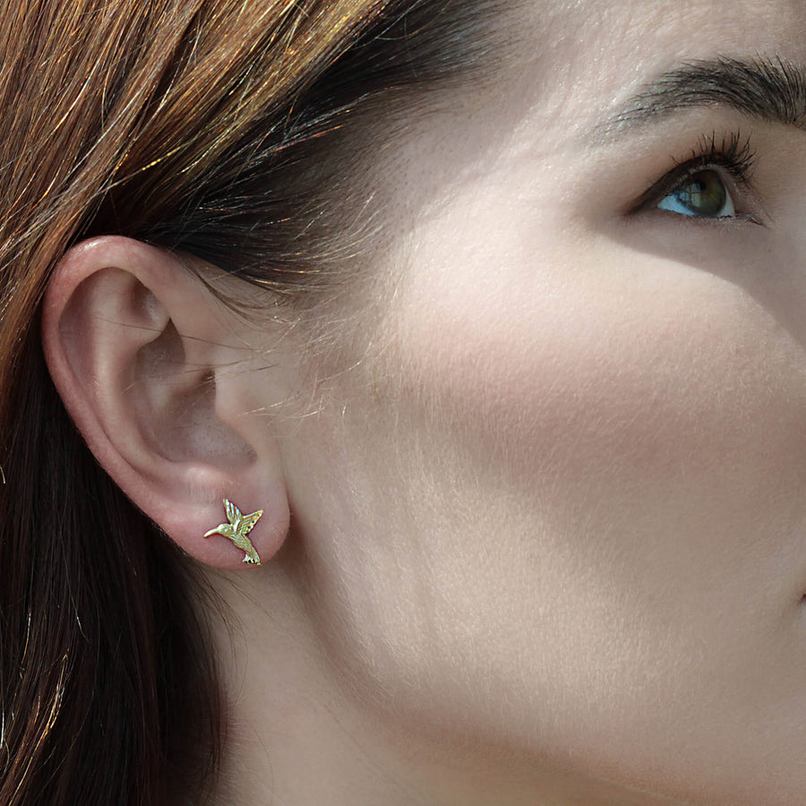 Yellow Gold Earrings Colibri