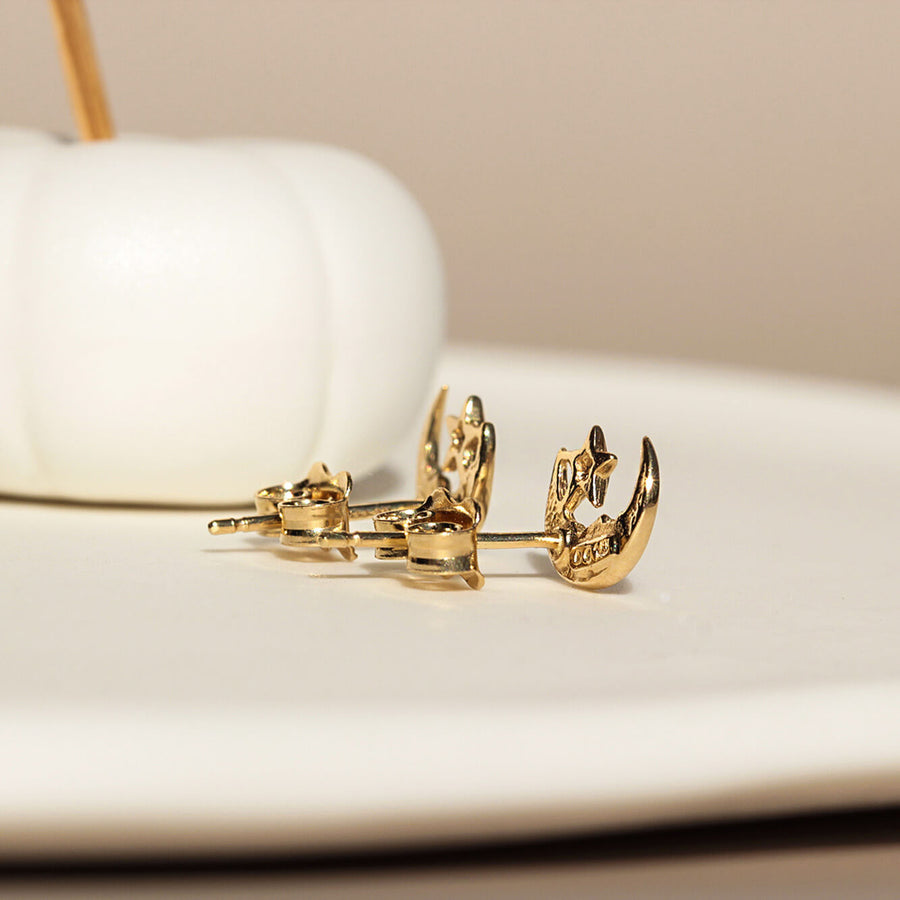 Yellow Gold Earrings New Moon