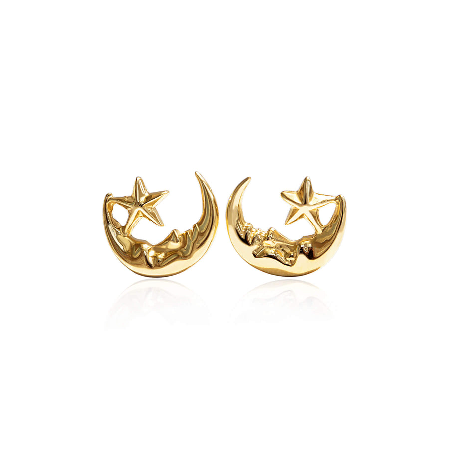 Yellow Gold Earrings New Moon