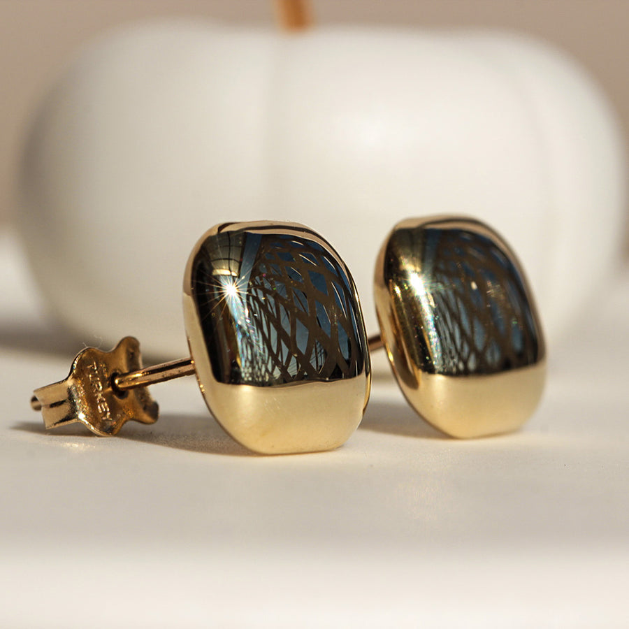 Yellow Gold Earrings Button