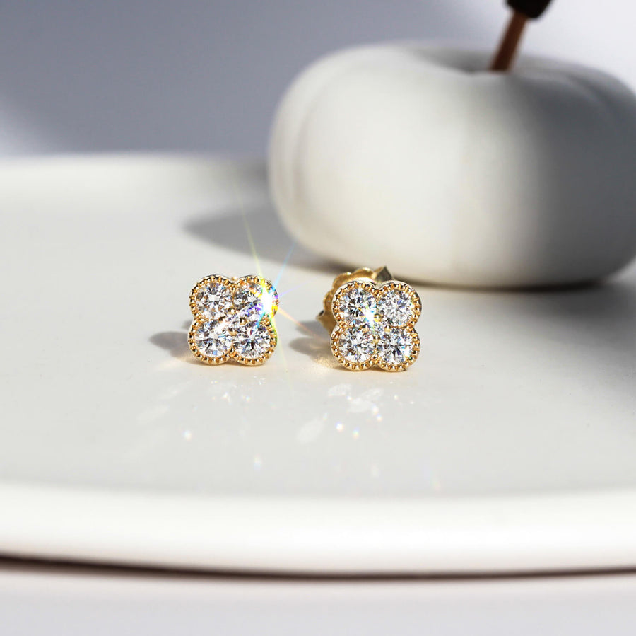 Diamond Earrings Quatrefoil