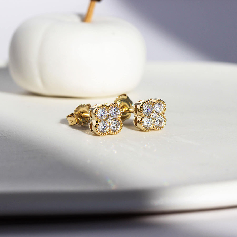 Diamond Earrings Quatrefoil