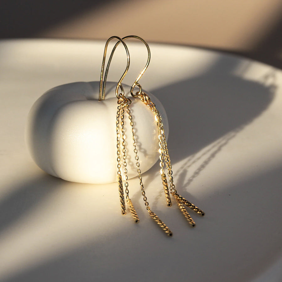 Yellow Gold Earrings Cascade